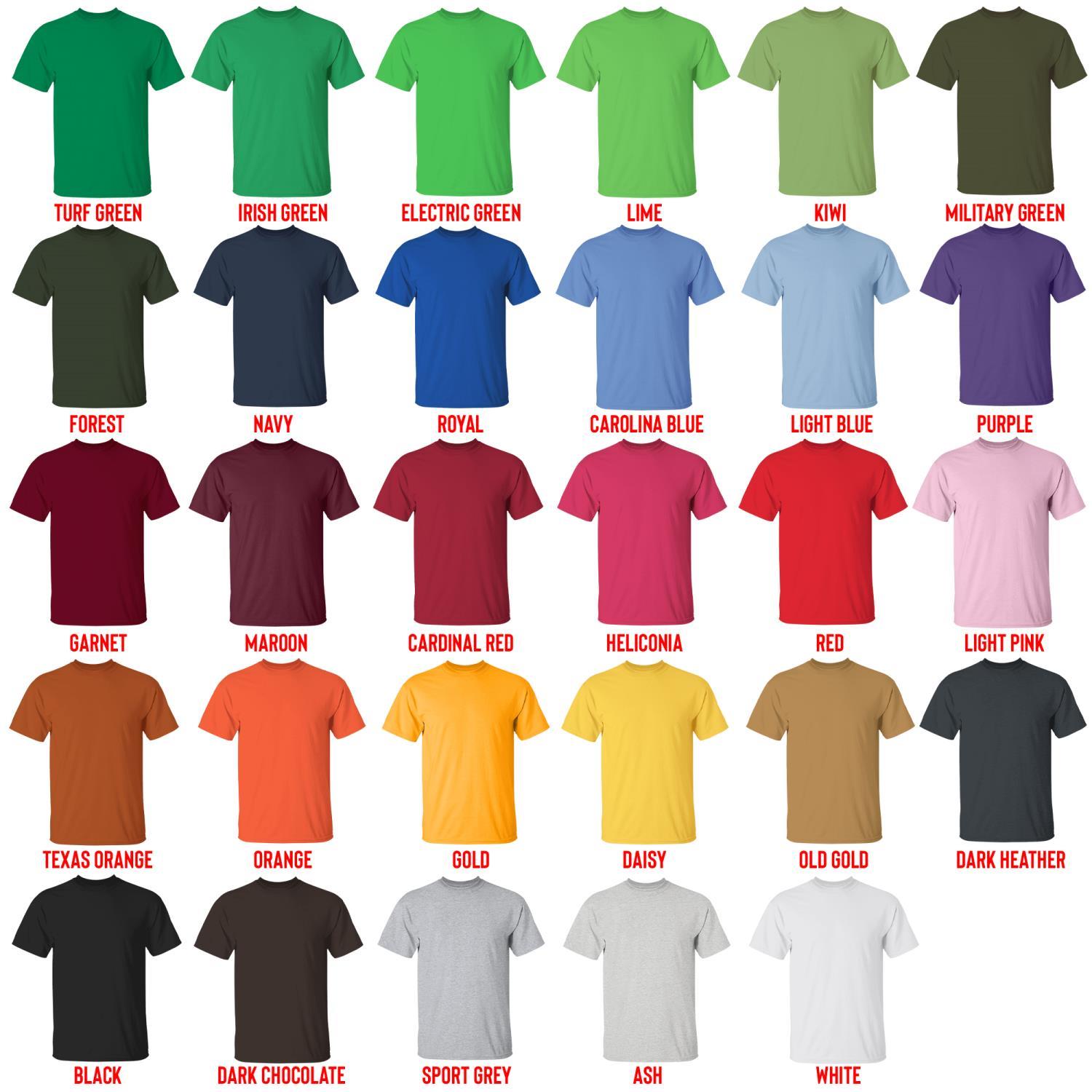 t shirt color chart - Party Animals Merch
