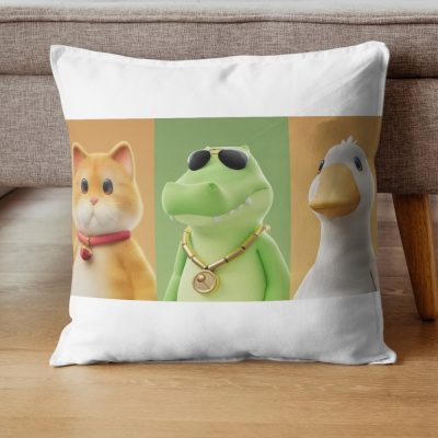 Game Party Animals Colorfull Throw Pillow